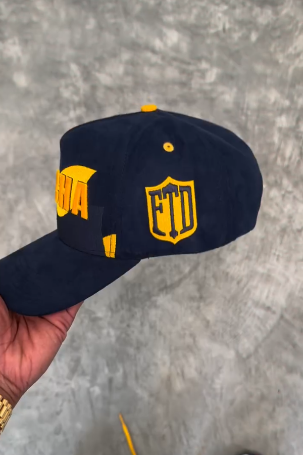Navy Suede Leather Casual Hat